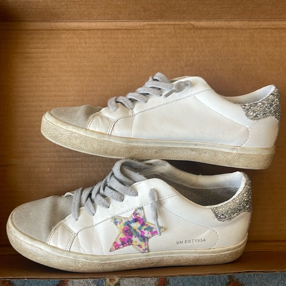 Vintage Havana Shoes Womens 8.5 White Sneakers Star Glitter